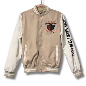 Seven Souls Varsity Jacket Teddy Bear Graphic Snap Front NWT Youth 14/16